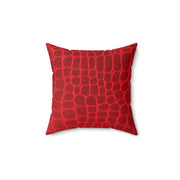 Spun Polyester Square Pillow Lipstick Red Snake Skin