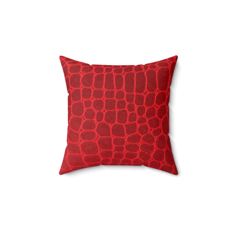 Spun Polyester Square Pillow Lipstick Red Snake Skin