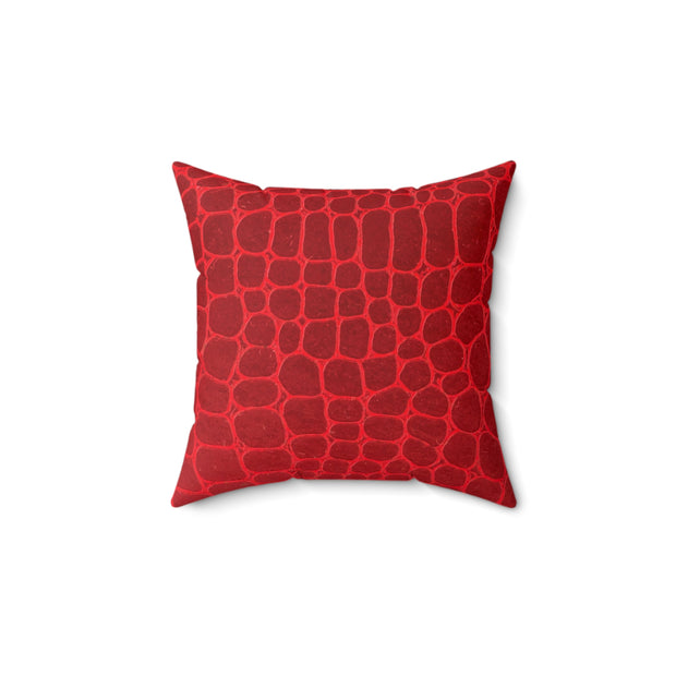 Spun Polyester Square Pillow Lipstick Red Snake Skin