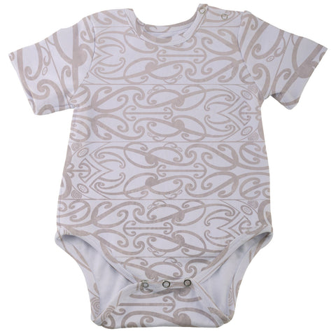 Beige Koru Pastel Baby Short Sleeve Bodysuit