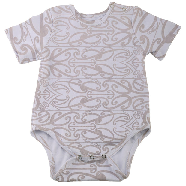 Beige Koru Pastel Baby Short Sleeve Bodysuit