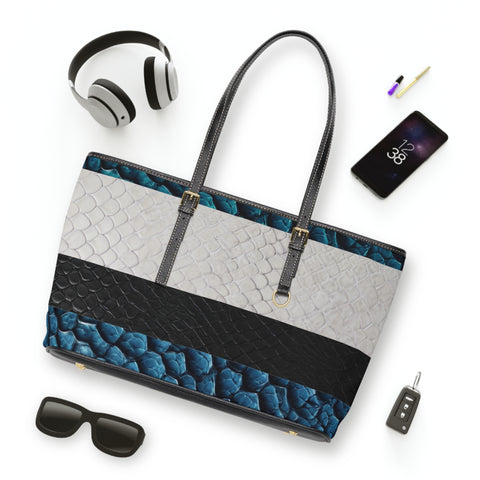 Blue White Black Snake Skin PU Leather Shoulder Bag