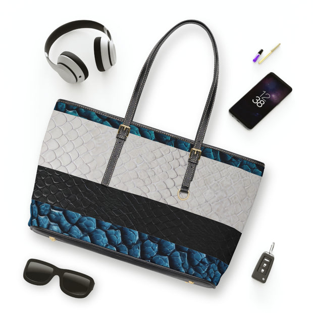 Blue White Black Snake Skin PU Leather Shoulder Bag